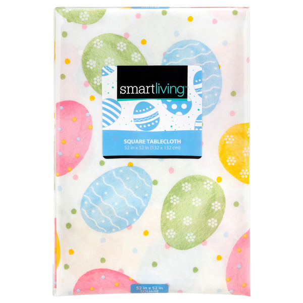 Smart Living Easter Square Tablecloth 52 X 52 Inch Eggs