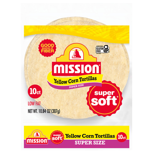 Mission Super Soft Super Size Yellow Corn Tortillas 6.5 Inch - 10 ct