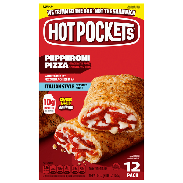 HOT POCKETS Pepperoni Pizza Garlic Buttery Crust Sandwiches - 12 ct Frozen