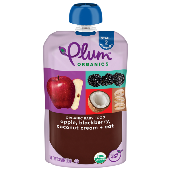 Plum Organics Stage 2 Baby Food Apple Blackberry Coconut Cream + Oat