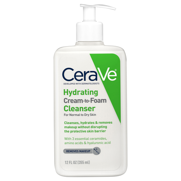 CeraVe Hydrating Cream-to-Foam Cleanser Pump Ceramides & Hyaluronic Acid