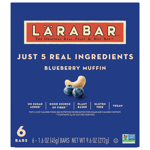 LARABAR Gluten Free Blueberry Muffin Fruit & Nut Bars - 6 ct