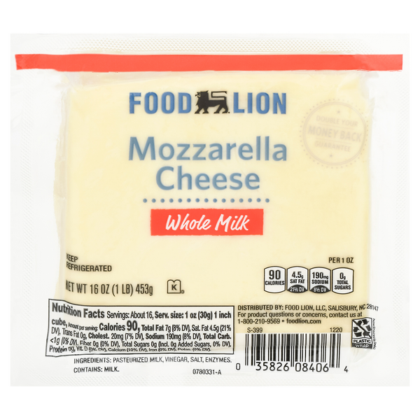 Save on Food Lion Mozzarella Cheese Whole Milk Order Online Delivery Food Lion