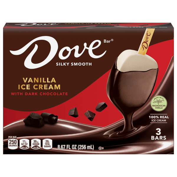 DOVE Vanilla with Dark Chocolate Ice Cream Bars - 3 ct