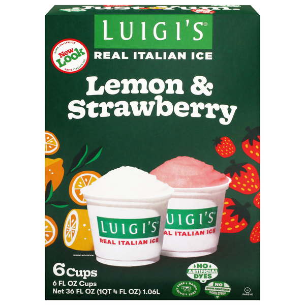 Luigi's Lemon & Strawberry Real Italian Ice - 6 ct
