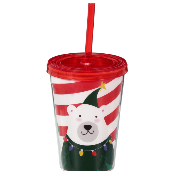 Smart Living Tumbler with Lid & Straw Polar Bear 8 oz