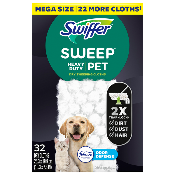 Swiffer Febreze Odor Defense Heavy Duty Pet Dry Sweeping Cloths Refill