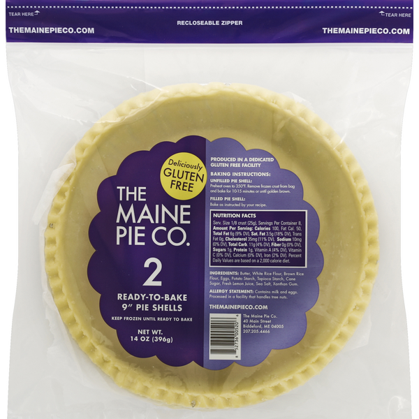 The Maine Pie Co. Ready-to-Bake Pie Shells 9 inch - 2 ct Frozen