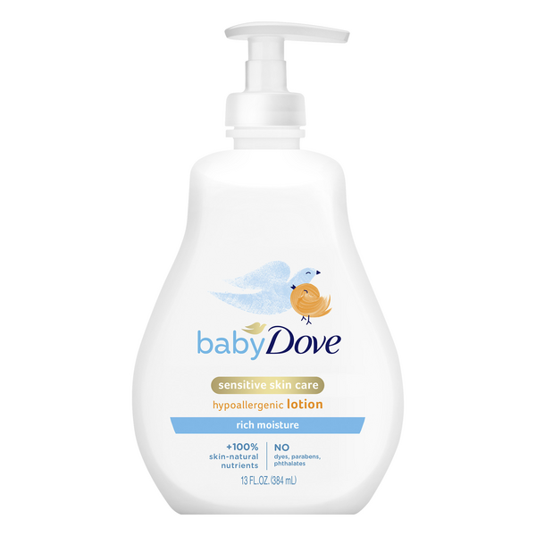 Dove Baby Sensitive Skin Care Rich Moisture Hypoallergenic Lotion Pump