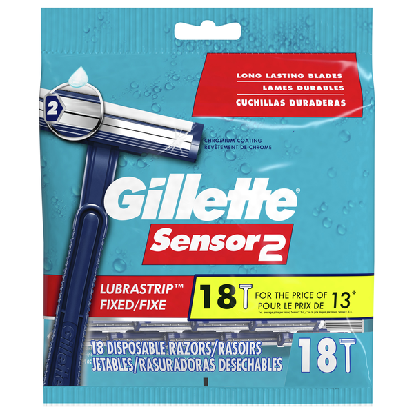 Gillette Sensor2 Fixed Razors Twin Blade with Lubrastrip Disposable