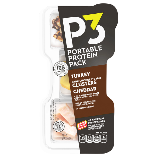 P3 Portable Protein Pack Turkey Dark Chocolate Nut Clusters & Cheddar