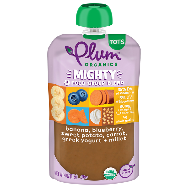 Plum Organics Tots Mighty Banana Blueberry Sweet Potato Carrot Yogurt