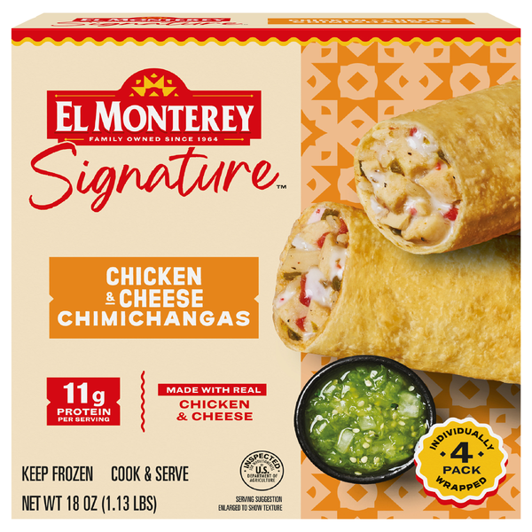 El Monterey Signature Chicken & Cheese Chimichangas - 4 ct Frozen