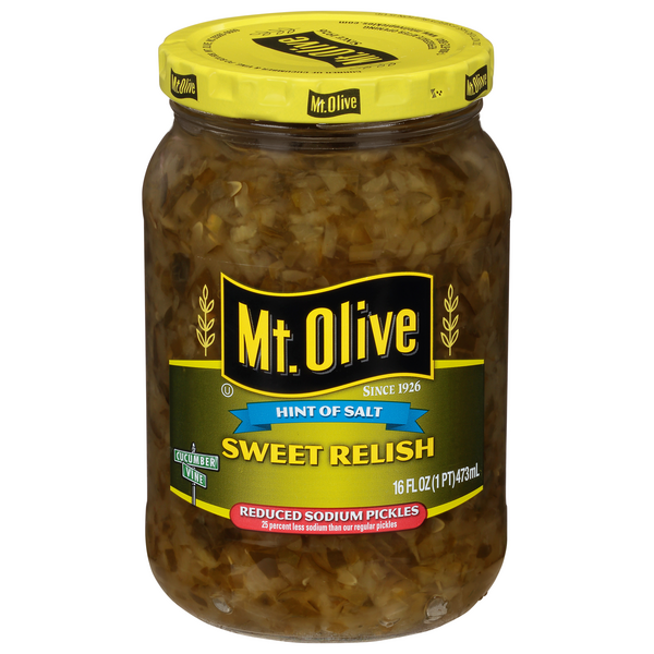 Mt. Olive Hint of Salt Sweet Relish with Reduced Sodium Pickles