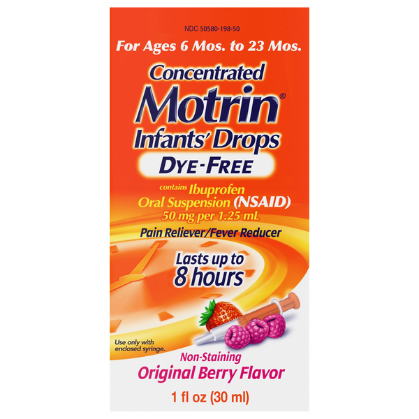 Motrin Infants' Pain Fever Dye-Free Berry Concentrate Ibuprofen Suspension