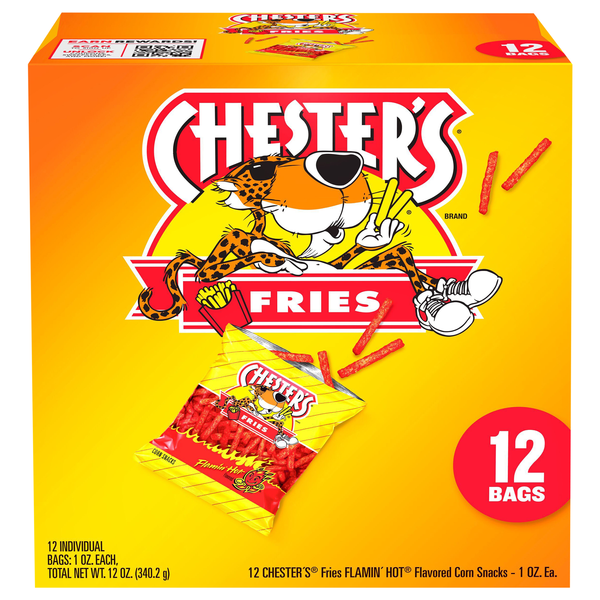 Chester's Fries Flamin' Hot Corn Snacks - 12 ct