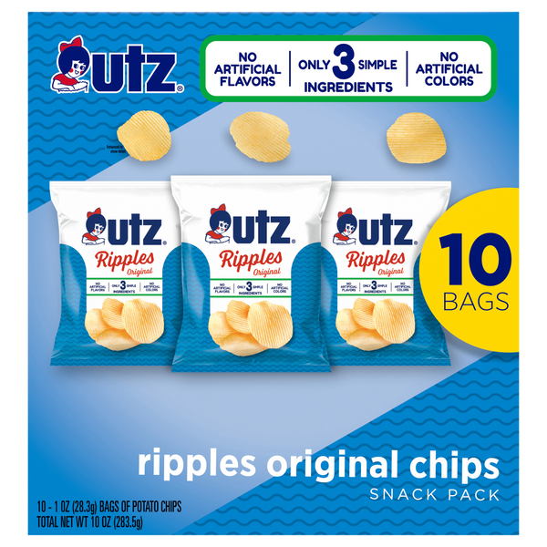 Utz Ripples Original Potato Chips Snack Pack - 10 ct