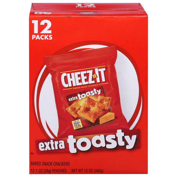 Cheez-It Extra Toasty Baked Cheese Crackers Packs - 12 ct