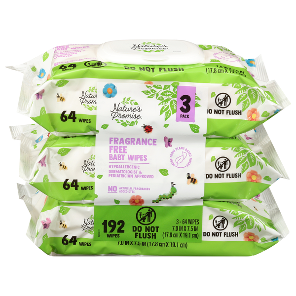Nature's Promise Fragrance Free Baby Wipes Pop-Top - 3 pk