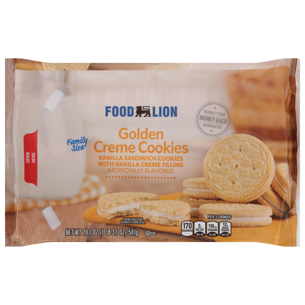 Food Lion Golden Vanilla Creme Cookies Family Size