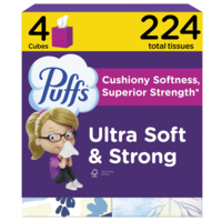 Puffs Ultra Soft 2-Ply Facial Tissue Cube Box 56 ct ea - 4 pk