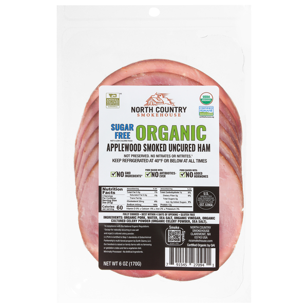 North Country Smokehouse Organic Sugar Free Uncured Applewood Smoked Ham