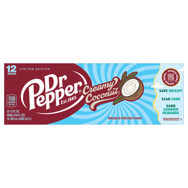 Dr Pepper Creamy Coconut Soda - 12 pk