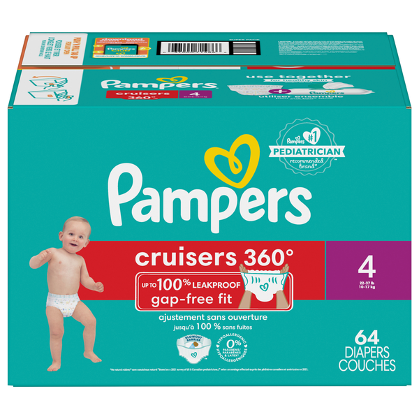 Pampers Cruisers 360 Size 4 Baby Diapers 22-37 lb