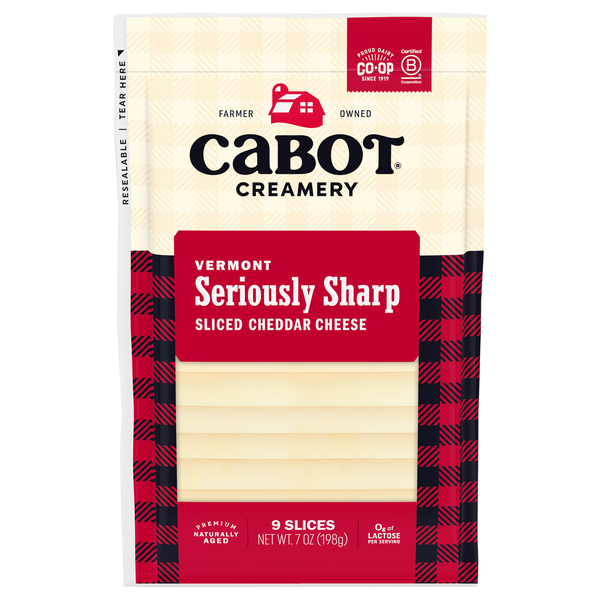 Cabot Aged Vermont Seriously Sharp White Cheddar Cheese Slices - 9 ct