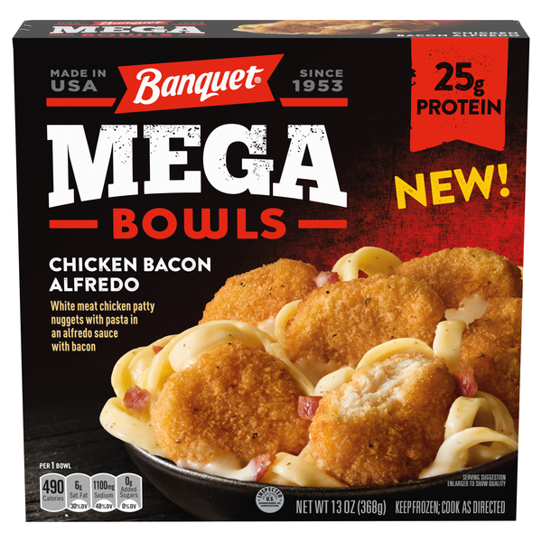 Banquet MEGA Bowls Chicken Bacon Alfredo Bowl Frozen Meal