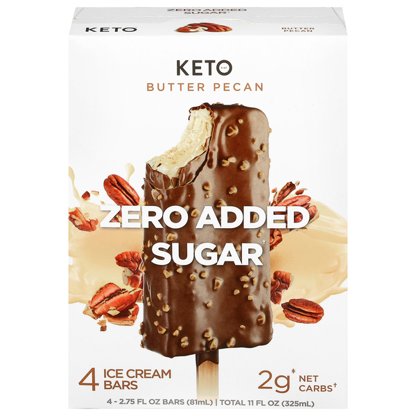 Keto Zero Added Sugar Butter Pecan Ice Cream Bars - 4 ct
