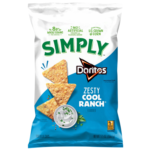 Simply Doritos Zesty Cool Ranch Tortilla Chips