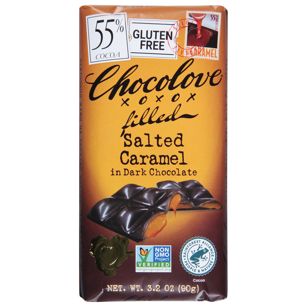 Save on Chocolove Salted Caramel In Dark Chocolate 55 Cocoa Gluten