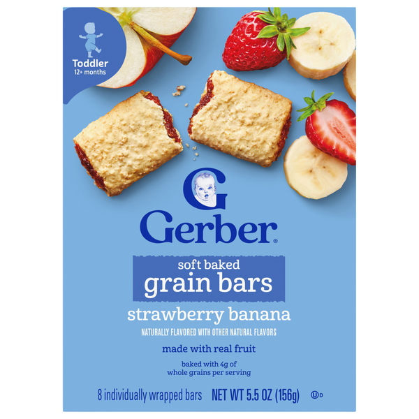 Gerber Snacks Toddler Strawberry Banana Soft Baked Grain Bars - 8 ct