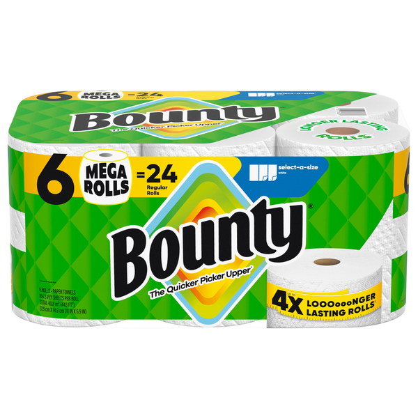 Bounty Select-A-Size White Mega Roll Paper Towels - 6 ct