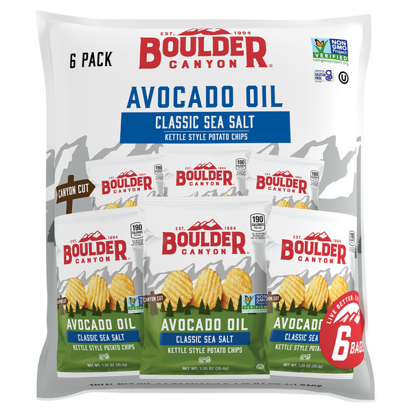 Boulder Canyon Kettle Style Potato Chips Avocado Oil Classic Sea Salt - 6 ct
