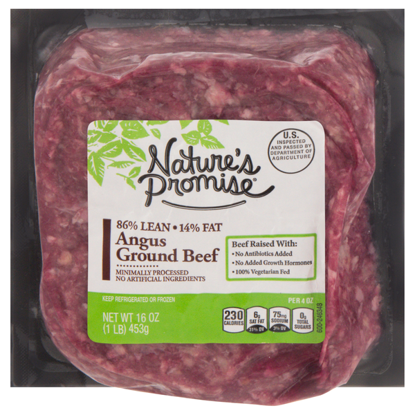 Nature's Promise 86% Lean 14% Fat Angus Ground Beef