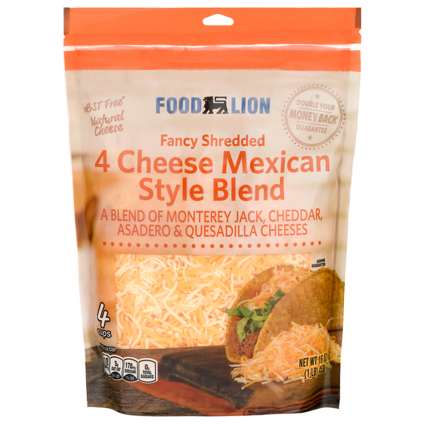 Food Lion Natural Fancy Shredded Mexican Style 4 Cheese Blend