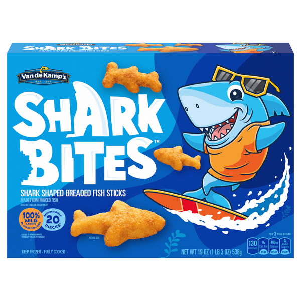 Van de Kamp's Shark Bites Breaded Fish Sticks - apx 20 ct Frozen