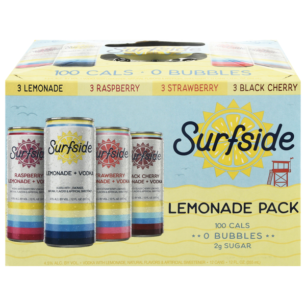 Surfside Vodka Lemonade Cocktail Variety Pack - 12 pk
