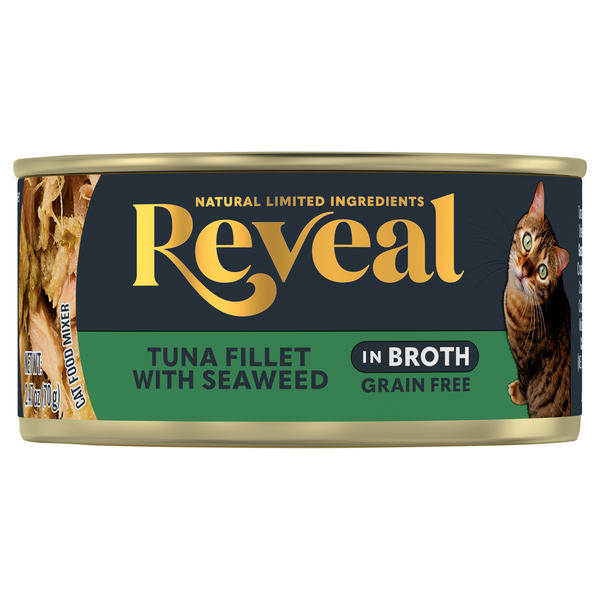 Reveal Grain Free Natural Tuna Fillet with Seaweed in Broth Cat Food Mixer
