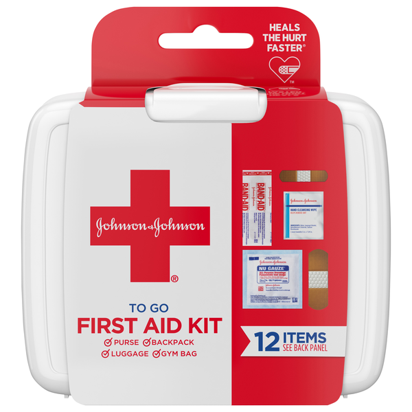 Johnson & Johnson First Aid To Go Kit with 12 Essential First Aid Items