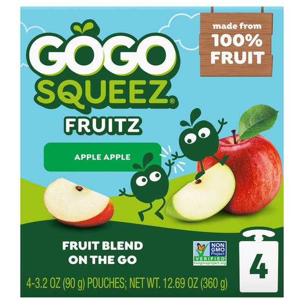 GoGo squeeZ Apple Apple Applesauce Pouches - 4 ct