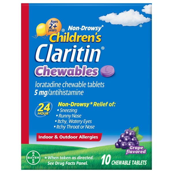 Claritin Children's Indoor & Outdoor Allergies Grape Chewable Tablets