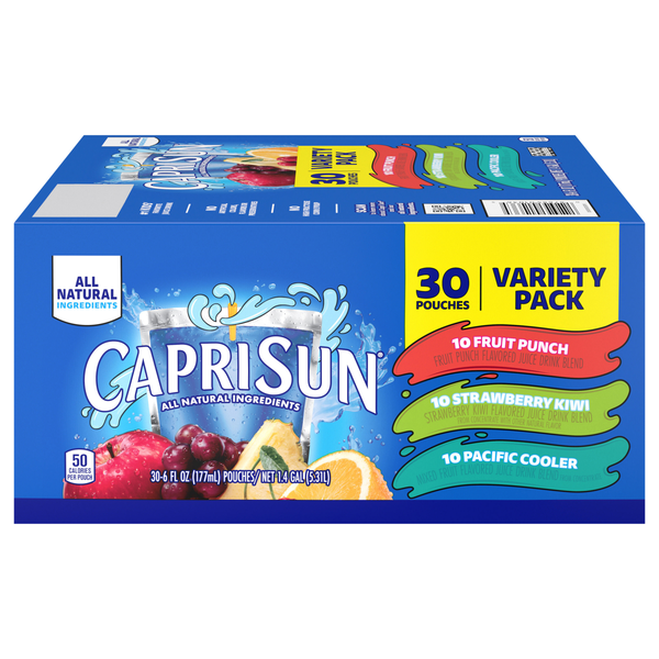 Capri Sun Juice Drink Pouches Variety (Punch/Strawberry/Pacific) - 30 pk