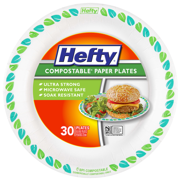 Hefty Compostable Printed Paper Plates