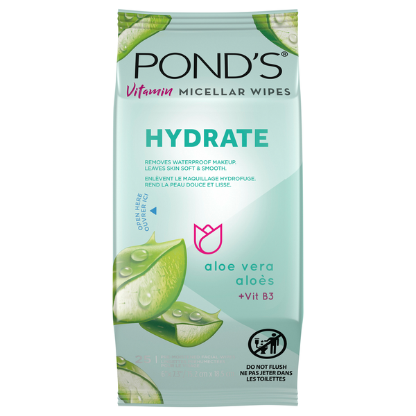 Pond's Vitamin Micellar Hydrate Facial Wipes with Vit B & Aloe Vera
