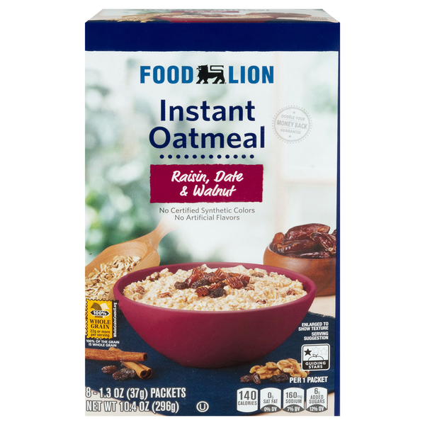 Food Lion Raisin Date & Walnut Instant Oatmeal - 8 ct