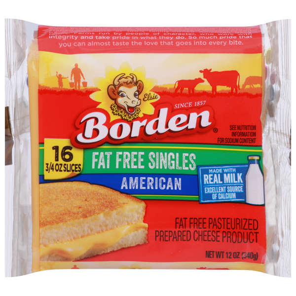 Borden Fat Free American Cheese Singles - 16 ct
