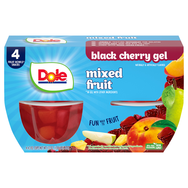 Dole Mixed Fruit Cups in Black Cherry Gel - 4 ct